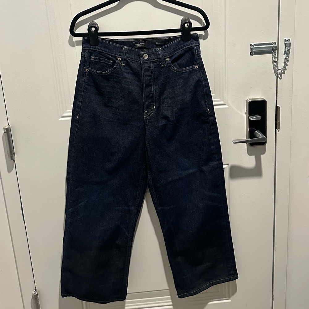 Banana Republic High Rise Wide Leg Crop Dark Wash Jeans (Size 29)